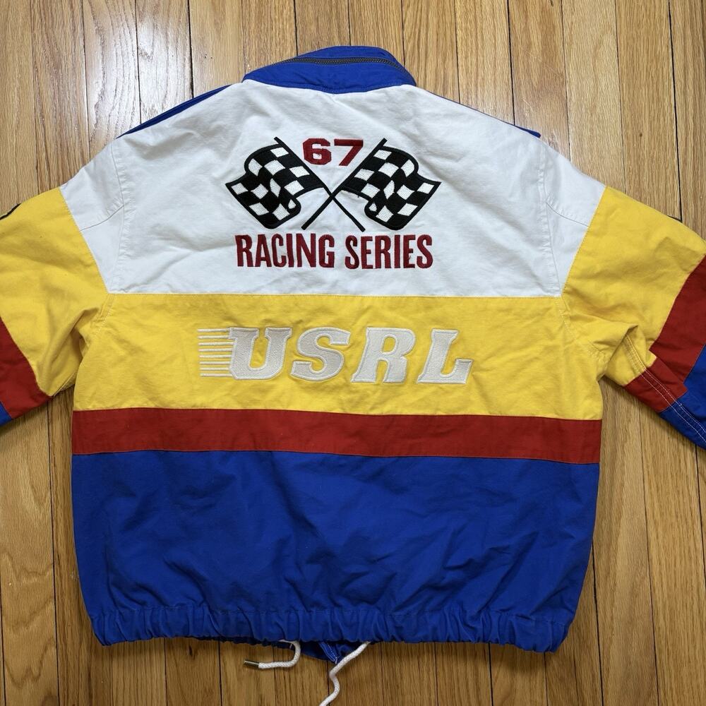 Polo Ralph Lauren USRL Racing NASCAR Canvas Bomber Jacket Size Medium Multicolor - Picture 12 of 15